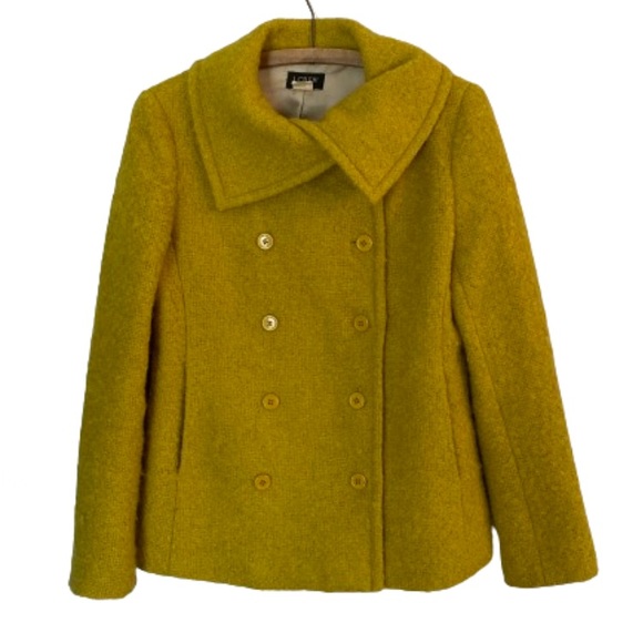 J. Crew Lucille Boucle Mohair Double Breasted Pea Coat Chartreuse - 2 - Picture 3 of 13